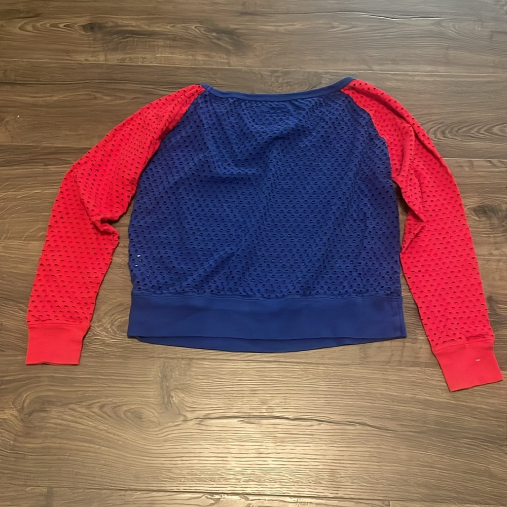 NFL Team Apparel New York Giants Women's Red & Blue Mesh Crew Neck Top, Sz Large - Picture 6 of 7